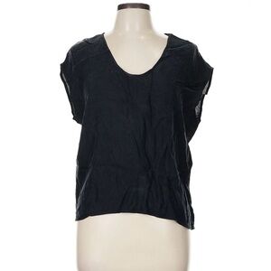 Three Dots Black Cupro Rayon Blouse Size M Drapey Minimalist Top